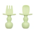 thumbnail image 1 of Bumkins Baby Feeding Chewtensils, Training Fork and Spoon Set, Utensils Ages 6 Mos+ Sage, 1 of 7