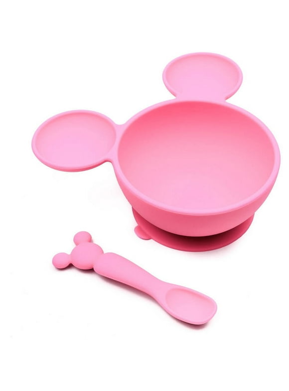 Bumkins Disney Baby Silicone Suction Bowl and Spoon, Minnie Mouse