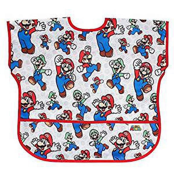 Bumkins Short Sleeve Junior Bib, Toddler Ages 1-3 Years (Nintendo Super Mario)