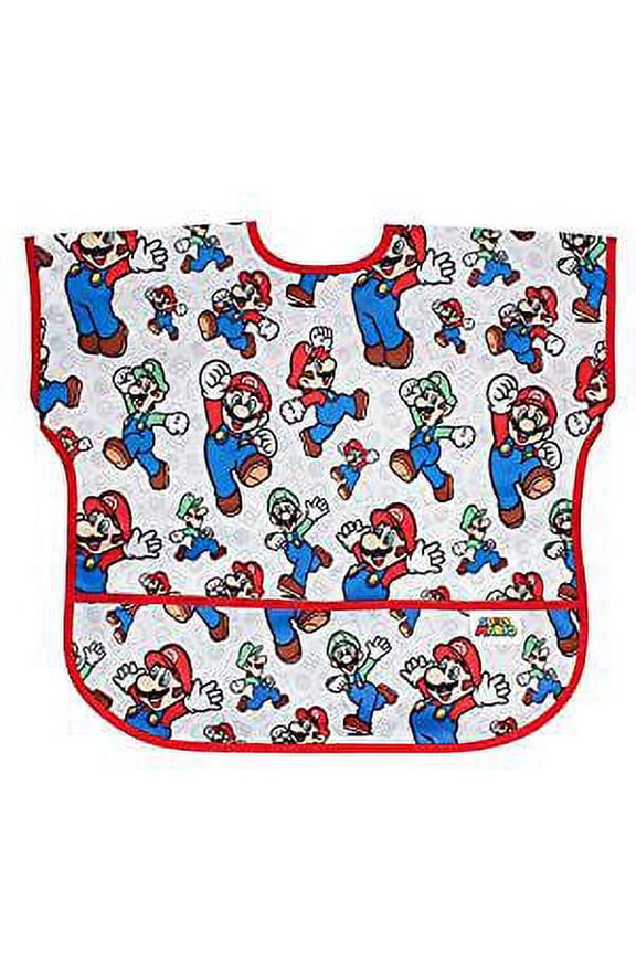 Short Sleeve Junior Bib, Toddler Ages 1-3 Years (Nintendo Super Mario)