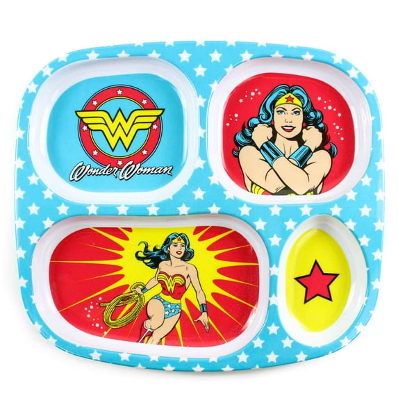 Bumkins Wonder Woman Kids Divided Tray Plate