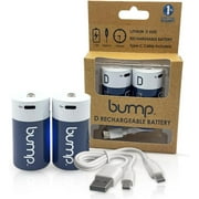 Bump 2 Pack Lithium Ion Rechargeable Battery D Cell 1.5V 12000mWh Li-ion Batteries