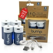 Bump 4 Pack Rechargeable Battery D Cell Lithium Ion 1.5V 12000mWh Li-ion Batteries