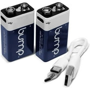 Bump 9V Li-ion Rechargeable Batteries 9 Volt Lithium-ion Battery 2 Pack