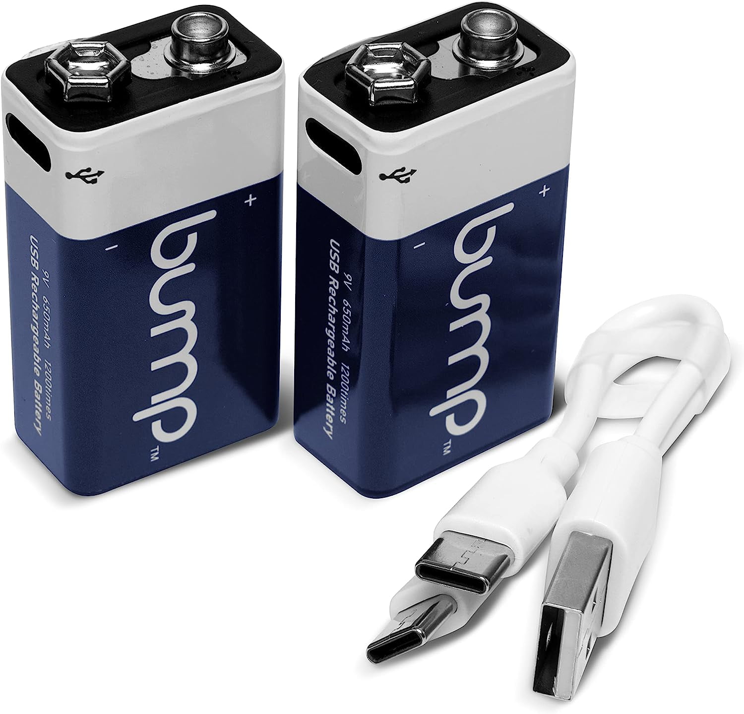 Bump 9V Li-ion Rechargeable Batteries 9 Volt Lithium-ion Battery 2 Pack