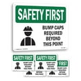 thumbnail image 1 of Bump Caps Required Beyond This Point With Symbol OSHA SAFETY FIRST Aluminum Sign 14 Inch x 10 Inch - 5 Pack, 1 of 8