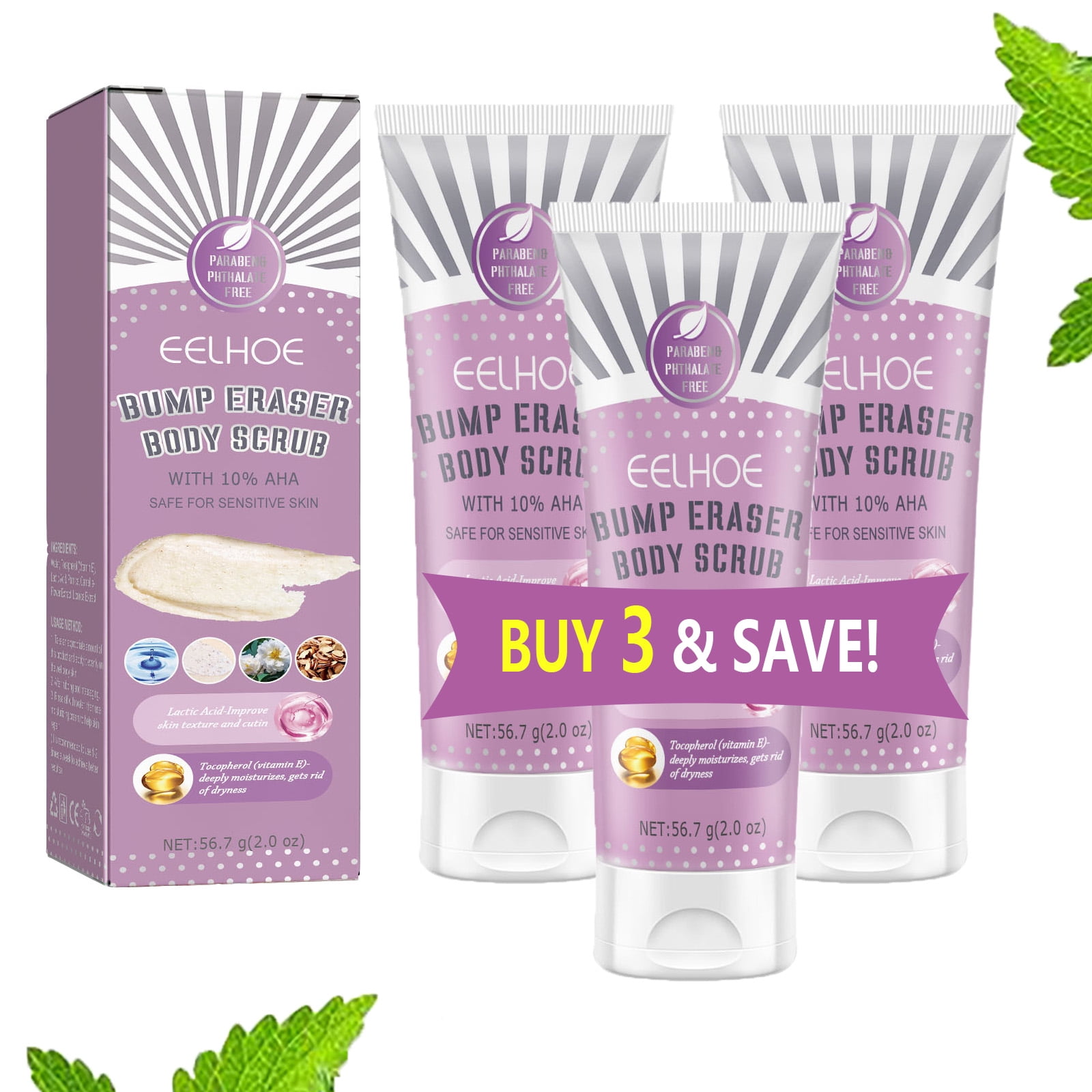 Bump Eraser AntiCellulite Body Scrub Exfoliant for Keratosis Pilaris with 10 AHA