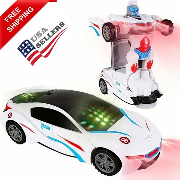 Bump & Go Action Car Transforming change to Robot With Music/Lights - USA Seller