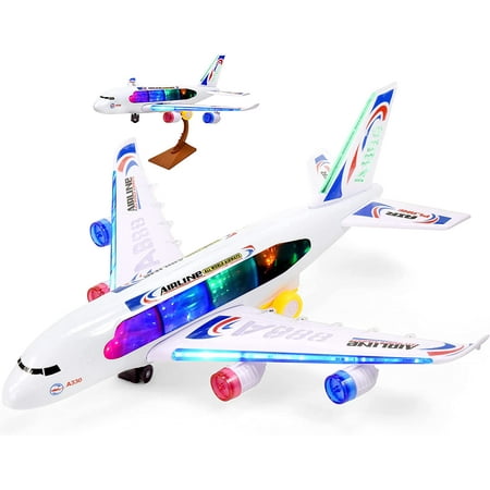 Bump & Go Airplane Toy Battery-Operated, Passenger Big Plane Airplanes for Kids Boys Toddler Play Vehicles