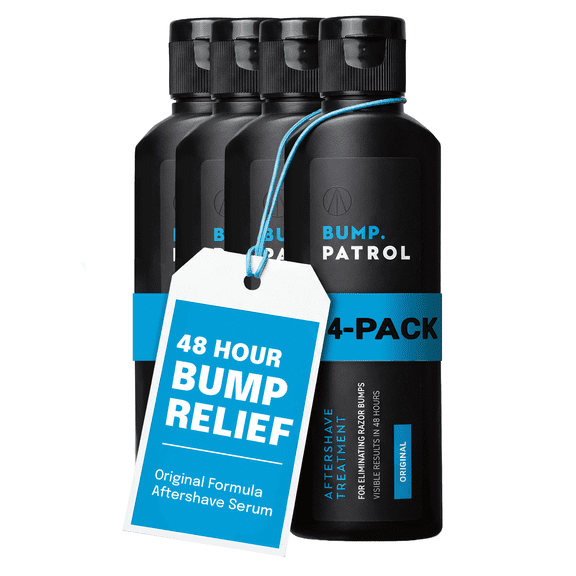 Bump Patrol Original Aftershave Treatment Serum, Bump Relief - 4 oz, 4 Pack, Salicylic acid helps reduce razor bumps, ingrown hairs, and shaving irritation. Fast-absorbing formula for face and body.