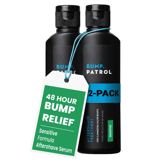 Bump Patrol Sensitive Strength Aftershave Treatment Serum – Razor Bump Stopper and Ingrown Hair Treatment for Men and Women, Alcohol Free Ingrown Hair Serum for Sensitive Skin 2 oz (Pack of 2)