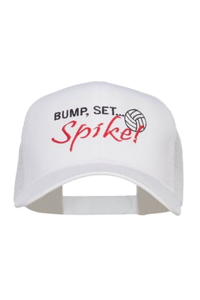 Bump Set Spike Volleyball Embroidered Mesh Cap - White OSFM
