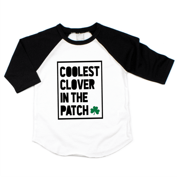 Bump and Beyond Designs Boys St. Patrick's Day Shirt, Coolest Clover in the Patch (Black, 2T)