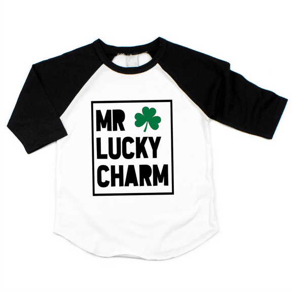 Bump and Beyond Designs Boys St. Patrick's Day Shirt, Mr. Lucky Charm (Black, 5T)