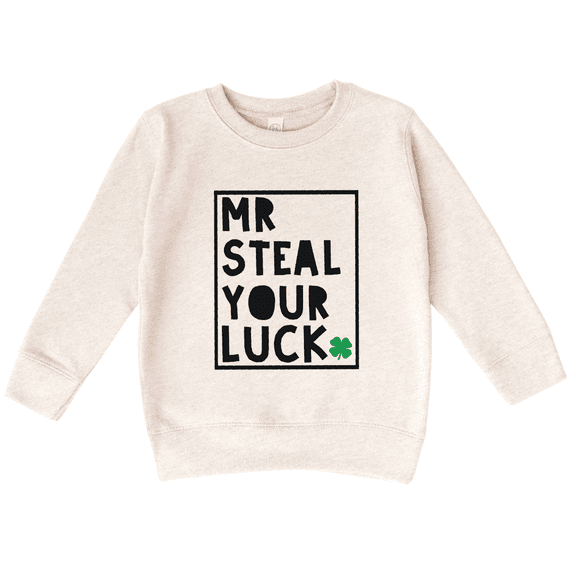 Bump and Beyond Designs Boys St. Patrick's Day Shirt, Mr. Steal Your Luck Sweatshirt (Natural 2T)
