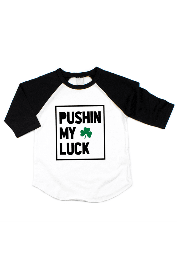 Boys St. Patrick's Day Shirt, Pushin My Luck (Black, 2T)