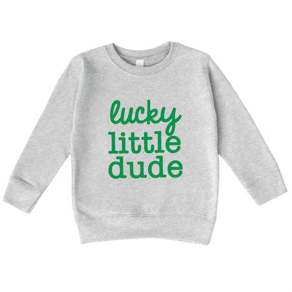 Bump and Beyond Designs Boys St. Patrick's Day Sweatshirt, Lucky Little Dude (Heather Grey 5/6T)