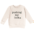 thumbnail image 1 of Bump and Beyond Designs Boys and Girls Funny St. Patrick's Day Shirt, Pushing my Luck Sweatshirt (Natural 5/6T), 1 of 5
