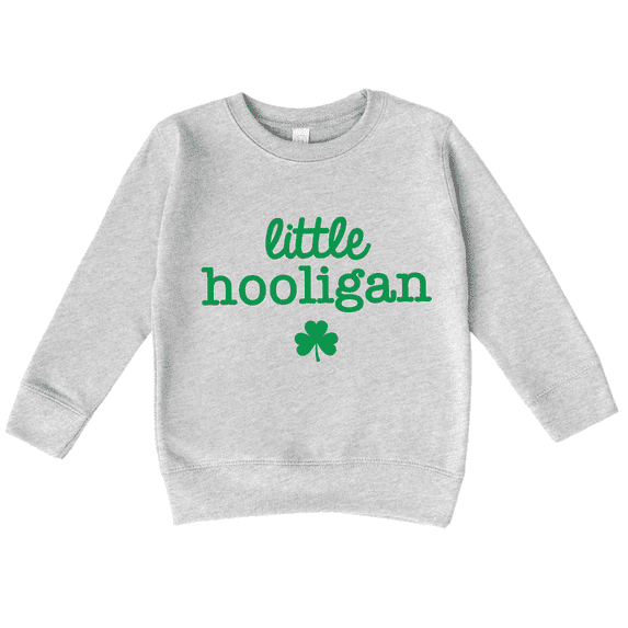 Bump and Beyond Designs Boys and Girls Little Hooligan St. Patrick's Day Sweatshirt (Heather Grey 7)
