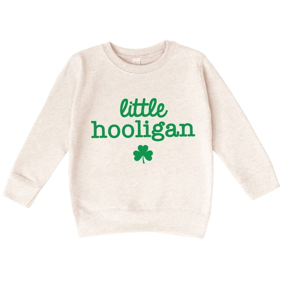 Bump and Beyond Designs Boys and Girls Little Hooligan St. Patrick's Day Sweatshirt (Natural 3T)