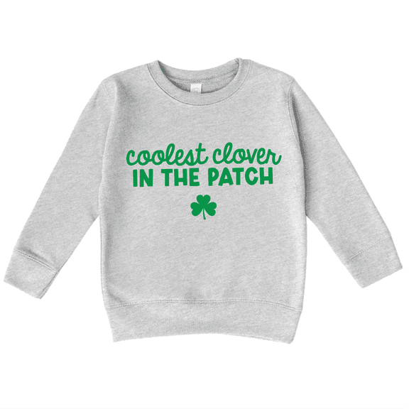 Bump and Beyond Designs Coolest Clover St. Patrick's Day Sweatshirt for Toddlers (Heather Grey 7)
