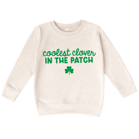 Bump and Beyond Designs Coolest Clover St. Patrick's Day Sweatshirt for Toddlers (Natural 2T)