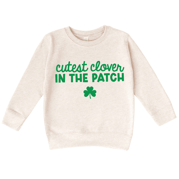 Bump and Beyond Designs Cutest Clover St. Patrick's Day Sweatshirt for Toddlers (Natural 5/6T)