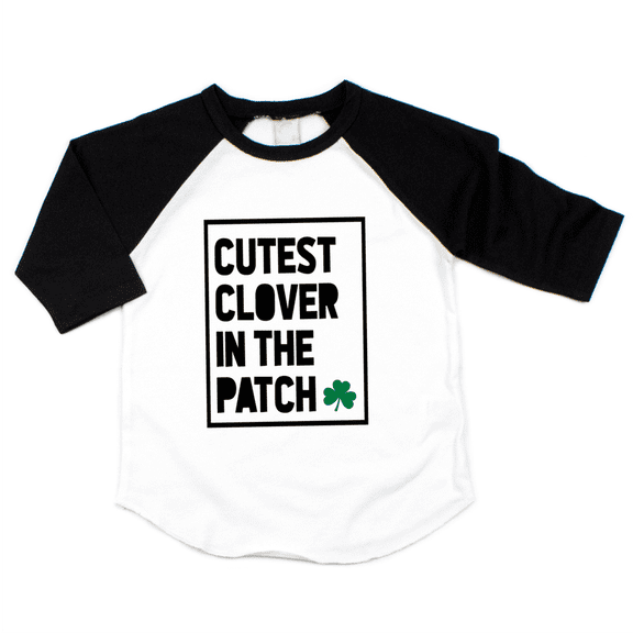 Bump and Beyond Designs Girls and Boys St. Patrick's Day Shirt, Cutest Clover in the Patch (Black, 6-12 Months)