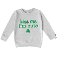 thumbnail image 1 of Bump and Beyond Designs Kiss Me I'm Cute, Toddler St. Patrick's Day Sweatshirt (Heather Grey 2T), 1 of 5