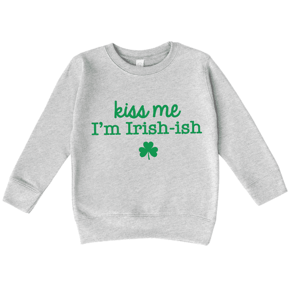 Bump and Beyond Designs Kiss Me I'm Irish-ish, Toddler St. Patrick's Day Sweatshirt (Heather Grey 7)