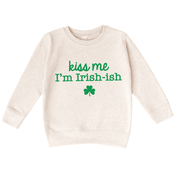 Bump and Beyond Designs Kiss Me I'm Irish-ish, Toddler St. Patrick's Day Sweatshirt (Natural 2T)