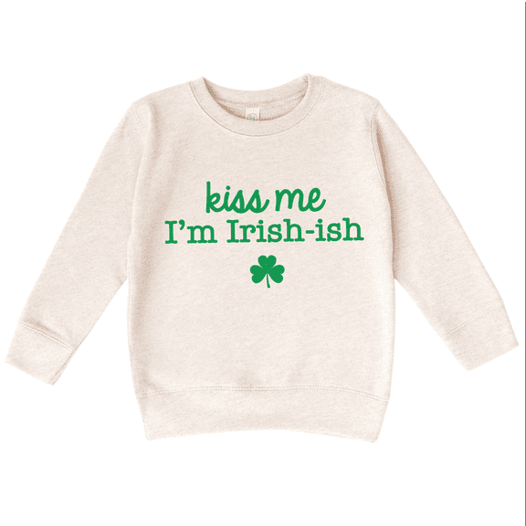 Bump and Beyond Designs Kiss Me I'm Irish-ish, Toddler St. Patrick's Day Sweatshirt (Natural 5/6T)