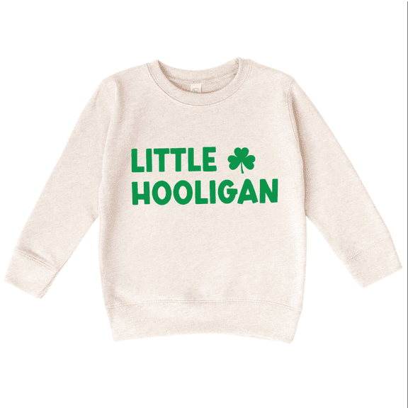 Bump and Beyond Designs Little Hooligan, Toddler St. Patrick's Day Sweatshirt (Natural 2T)