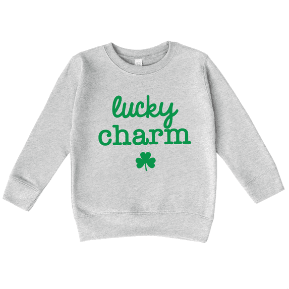 Bump and Beyond Designs Lucky Charm, Toddler St. Patrick's Day Sweatshirt (Heather Grey 7)