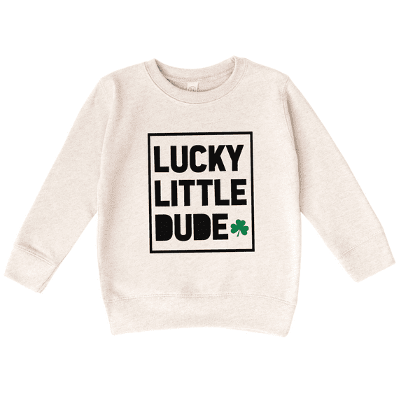 Bump and Beyond Designs Lucky Little Dude Boy St. Patrick's Day Sweatshirt (Natural 3T)