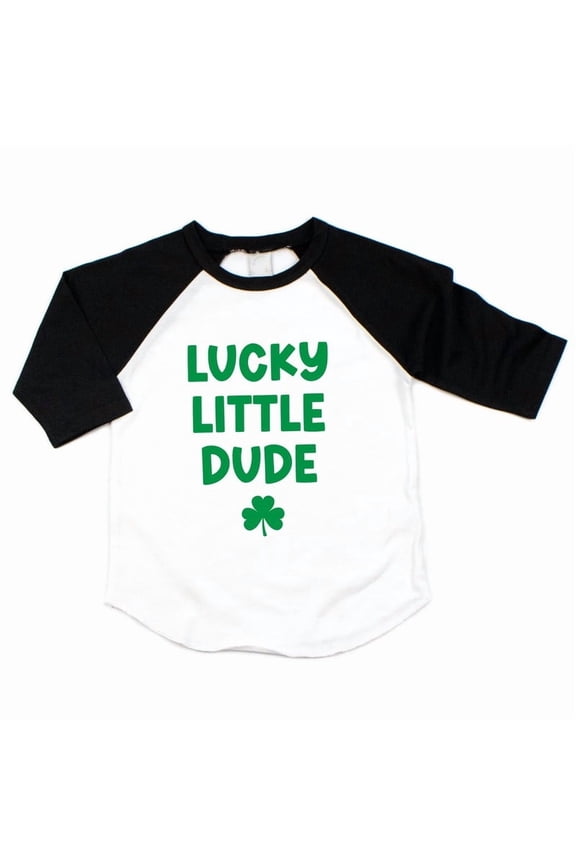 Lucky Little Dude, Toddler St. Patrick's Day Raglan (Black, 2T)