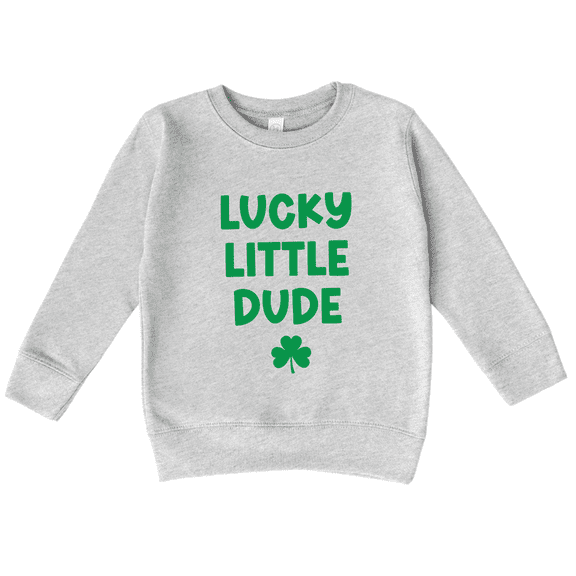 Bump and Beyond Designs Lucky Little Dude, Toddler St. Patrick's Day Sweatshirt (Heather Grey 4T)