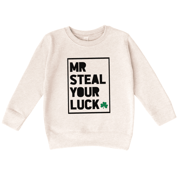 Bump and Beyond Designs Mr Steal Your Luck Boy St. Patrick's Day Sweatshirt (Natural 7)