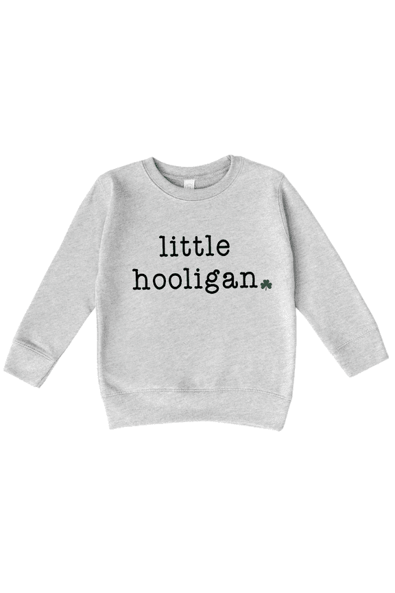 St. Patrick's Day Shirt for Girls and Boys, Little Hooligan Sweatshirt (Heather Grey 3T)