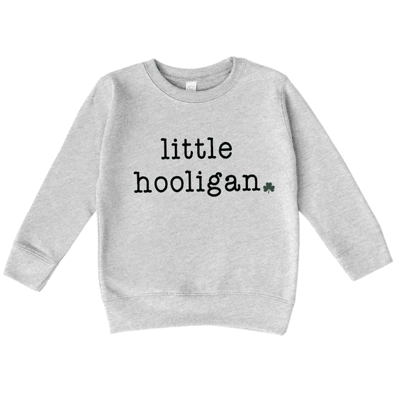 Bump and Beyond Designs St. Patrick's Day Shirt for Girls and Boys, Little Hooligan Sweatshirt (Heather Grey 4T)