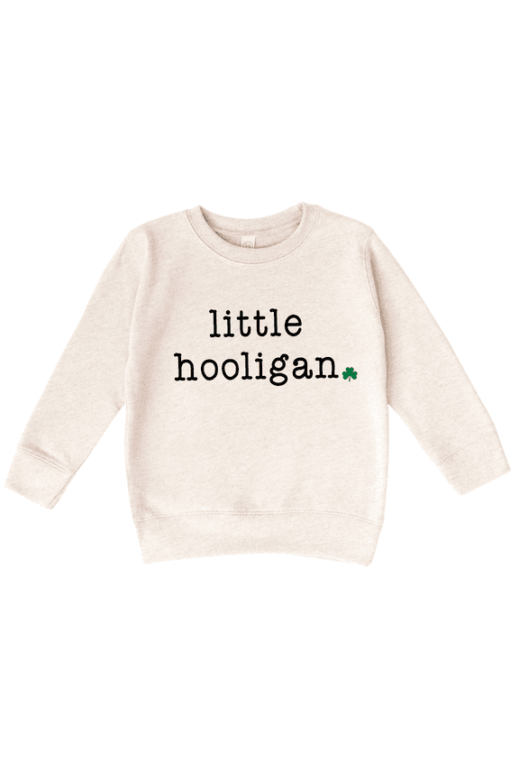St. Patrick's Day Shirt for Girls and Boys, Little Hooligan Sweatshirt (Natural 5/6T)