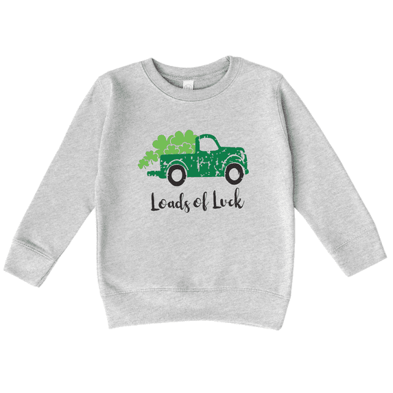Bump and Beyond Designs St. Patrick's Day Shirt for Kids, Vintage Truck Shamrock Sweatshirt (Heather Grey 7)