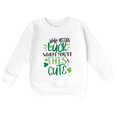 thumbnail image 1 of Bump and Beyond Designs St. Patrick's Day Shirt for Kids, Who Needs Luck Sweatshirt (White 3T), 1 of 5