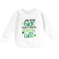 thumbnail image 1 of Bump and Beyond Designs St. Patrick's Day Shirt for Kids, Who Needs Luck Sweatshirt (White 7), 1 of 5