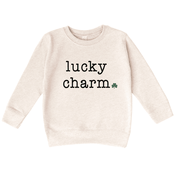 Bump and Beyond Designs St. Patrick's Day Shirt for Toddlers, Lucky Charm Sweatshirt (Natural 5/6T)