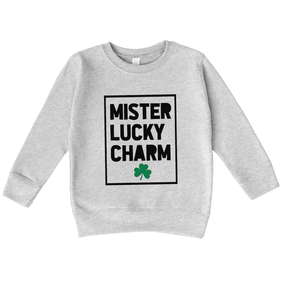 Bump and Beyond Designs St. Patrick's Day Shirt for Toddlers, Mister Lucky Charm Sweatshirt (Heather Grey 2T)