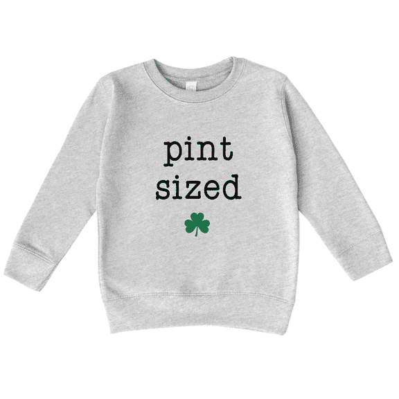 Bump and Beyond Designs Toddler Funny St. Patrick's Day Shirt, Pint Sized Sweatshirt (Heather Grey 2T)