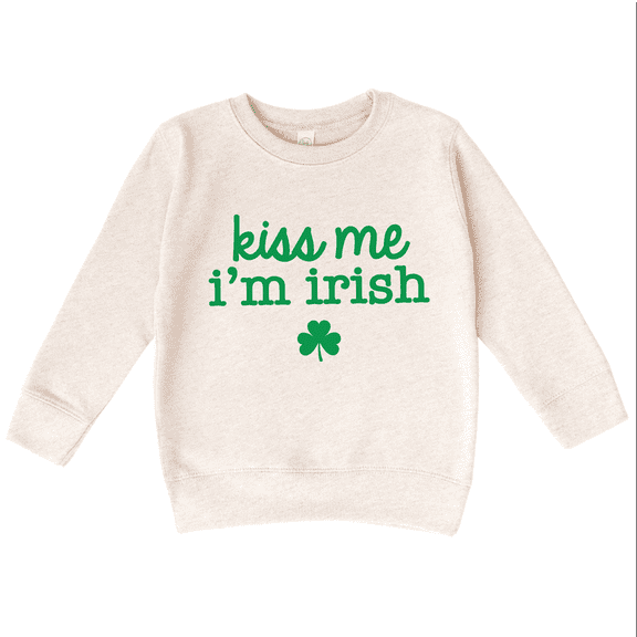 Bump and Beyond Designs Toddler Kiss Me I'm Irish St. Patrick's Day Sweatshirt (Natural 2T)