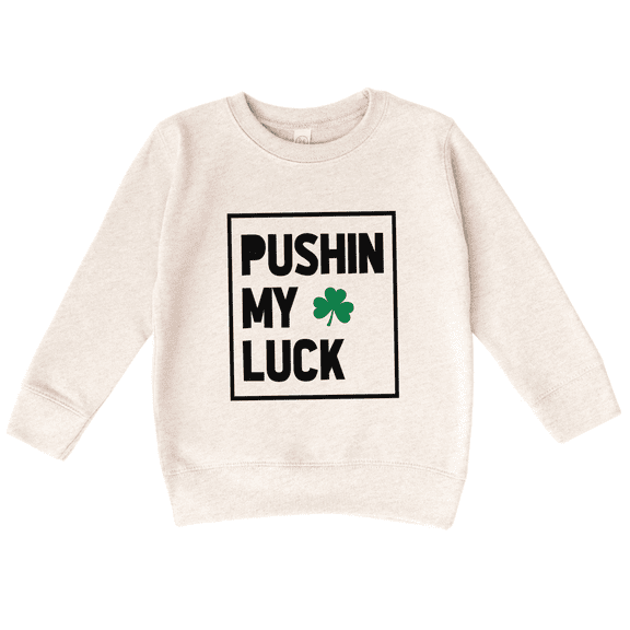 Bump and Beyond Designs Toddler St. Patrick's Day Shirt, Pushin my Luck Sweatshirt (Natural 2T)