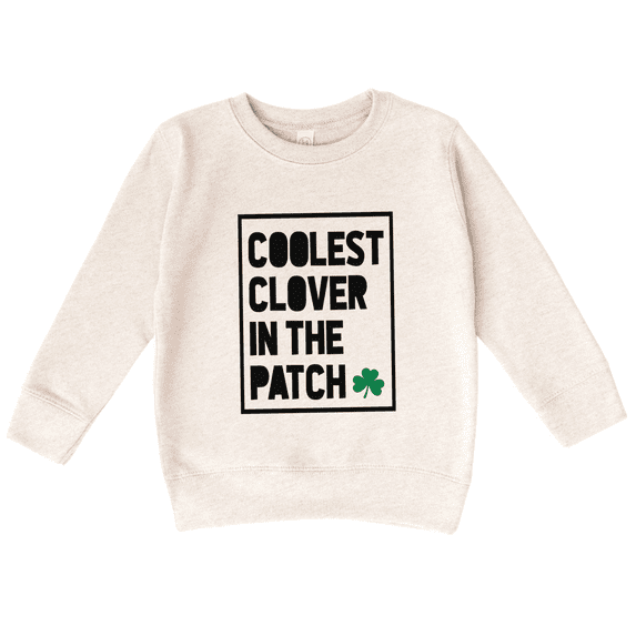 Bump and Beyond Designs Toddler St. Patrick's Day Sweatshirt, Coolest Clover in the Patch (Natural 4T)